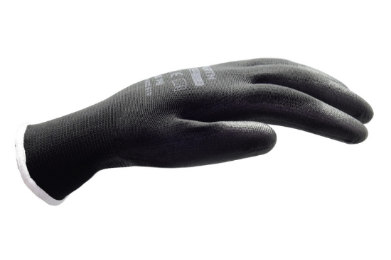 תמונה של כפפות עבודה אלסטיות PU אפורות RED STRIPE